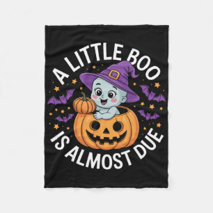 Little Boo Is Almost Due Cute Halloween Pregnancy Fleece Blanket
