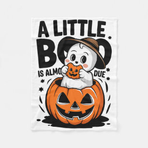 Little Boo Is Almost Due Cute Halloween Pregnancy Fleece Blanket