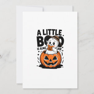 Little Boo Is Almost Due Cute Halloween Pregnancy  Holiday Card