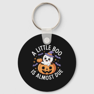Little Boo Is Almost Due Cute Halloween Pregnancy  Key Ring