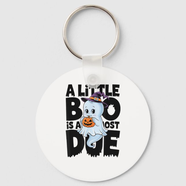 Little Boo Is Almost Due Cute Halloween Pregnancy  Key Ring (Front)