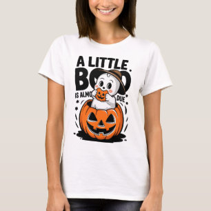 Little Boo Is Almost Due Cute Halloween Pregnancy T-Shirt