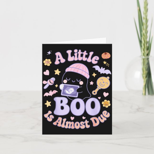 Little Boo Is Almost Due Fun Halloween Cute Pregna Card (Front)