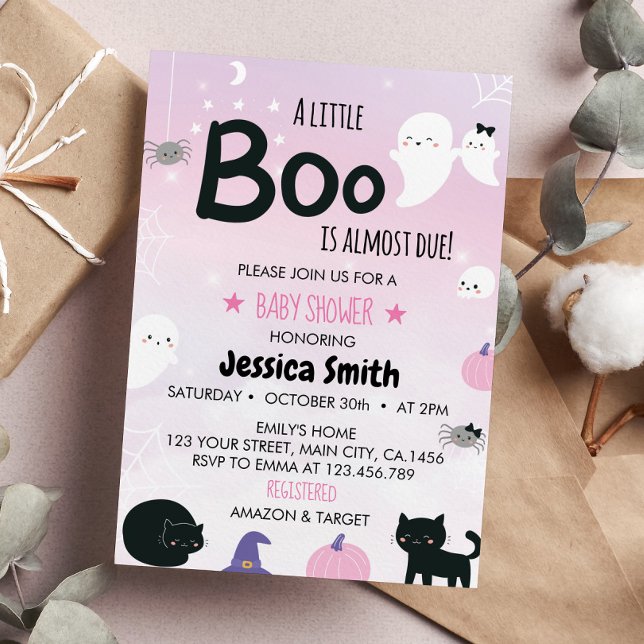 Little Boo Is Almost Due Ghost Baby Shower Invitation (Creator Uploaded)
