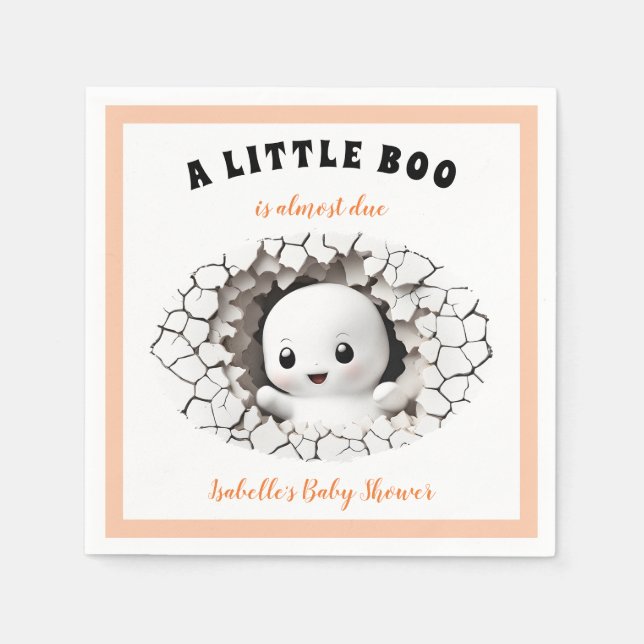 Little Boo Is Almost Due Ghost Baby Shower Napkins (Front)
