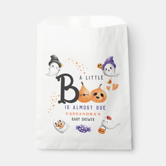 Little Boo Is Almost Due Halloween Baby Shower Favour Bag (Front)