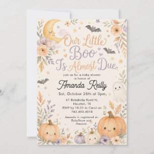 Little Boo Is Almost Due Halloween Baby Shower Invitation
