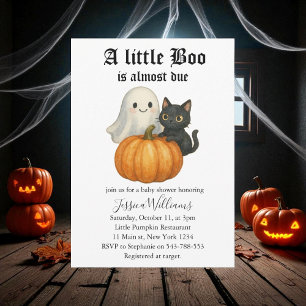 Little Boo Is Almost Due Halloween Baby Shower Invitation