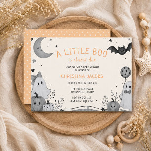 Little Boo Is Almost Due Halloween Baby Shower Invitation