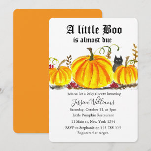 Little Boo Is Almost Due Halloween Baby Shower Invitation