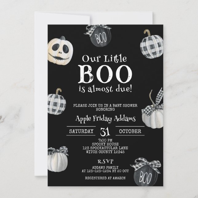 Little BOO is almost due, Halloween Baby Shower Invitation (Front)