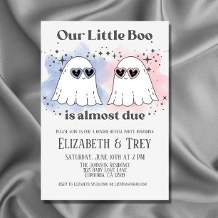 Little Boo is Almost Due Halloween Gender Reveal Invitation