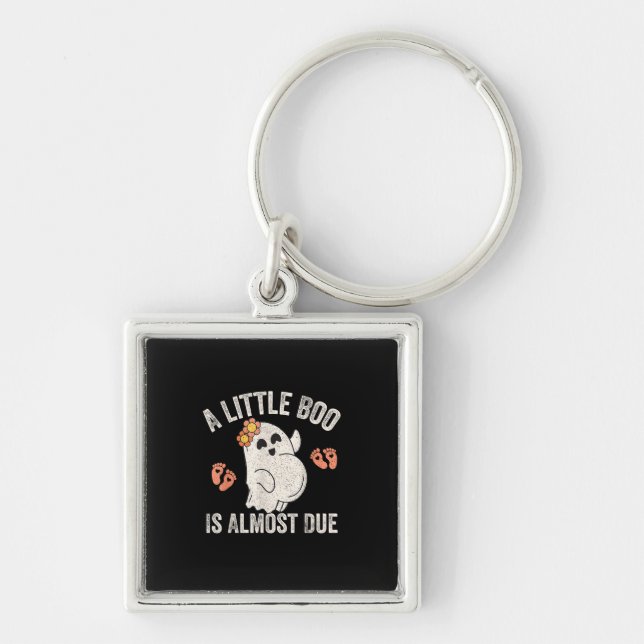 Little Boo Is Almost Due Halloween Pregnancy Annou Key Ring (Front)
