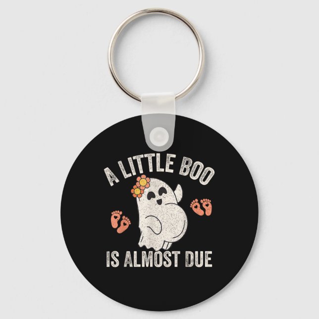 Little Boo Is Almost Due Halloween Pregnancy Annou Key Ring (Front)