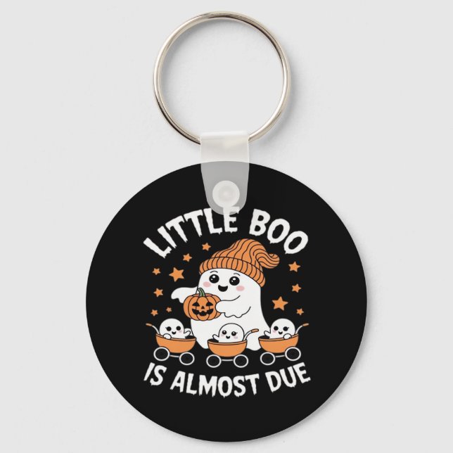 Little Boo Is Almost Due - Halloween Pregnancy Rev Key Ring (Front)