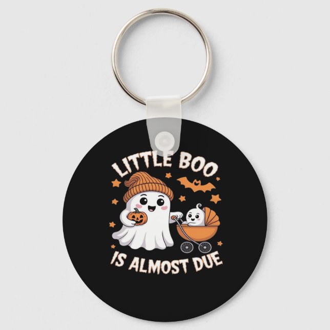 Little Boo Is Almost Due - Halloween Pregnancy Rev Key Ring (Front)