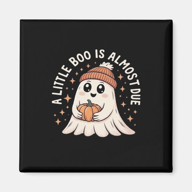 Little Boo Is Almost Due Halloween Pregnancy Revea Magnet (Front)