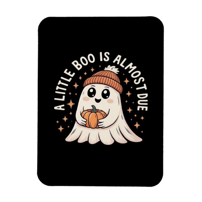 Little Boo Is Almost Due Halloween Pregnancy Revea Magnet (Vertical)