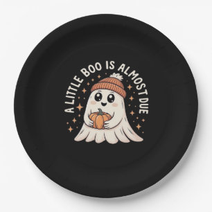 Little Boo Is Almost Due Halloween Pregnancy Revea Paper Plate