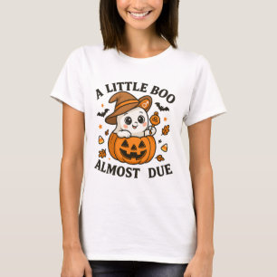 Little Boo Is Almost Due Halloween Pregnancy Revea T-Shirt