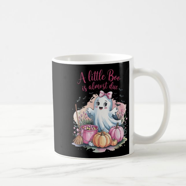Little Boo Is Almost Due Halloween Theme Girl Baby Coffee Mug (Right)