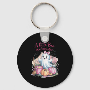 Little Boo Is Almost Due Halloween Theme Girl Baby Key Ring