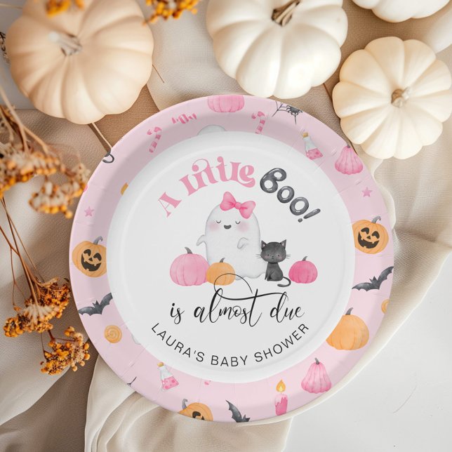 Little Boo is almost due pink baby shower Paper Plate (Creator Uploaded)