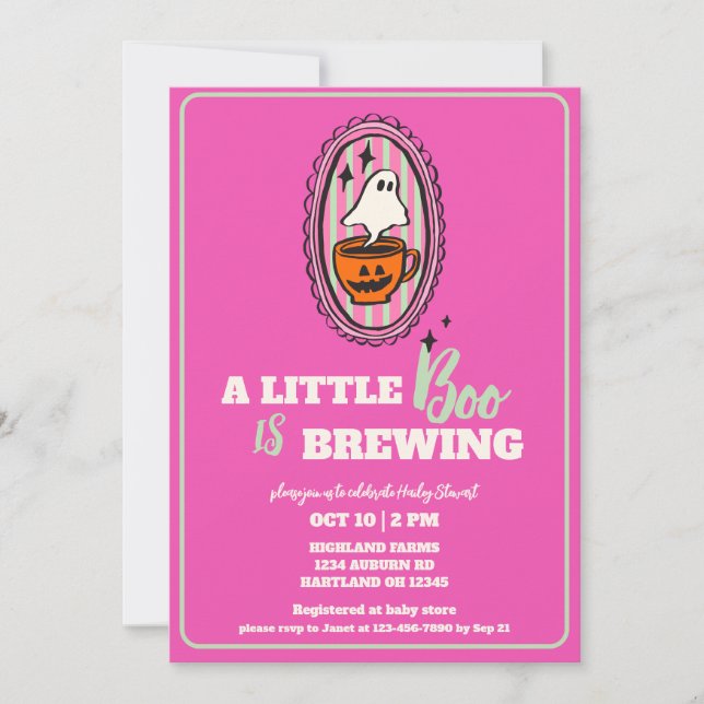 Little Boo Is Brewing Brunch Baby Shower Invitation (Front)