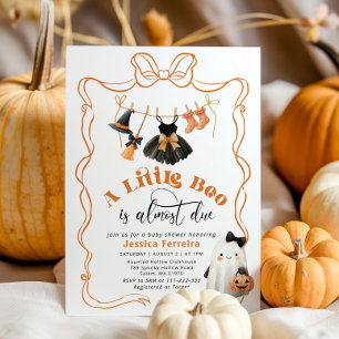 Little Boo is Due Bow Clothesline baby shower Invitation