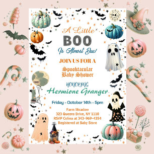 Little BOO Is Due Ghost Pumpkin Spooky Baby Shower Invitation