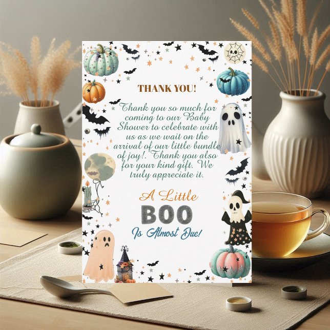 Little BOO Is Due Ghost Pumpkin Spooky Baby Shower Thank You Card (Little BOO Is Due Ghost Pumpkin Spooky Baby Shower Thank You Card)