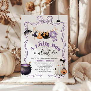 Little Boo is Due Girl Clothesline baby shower Invitation