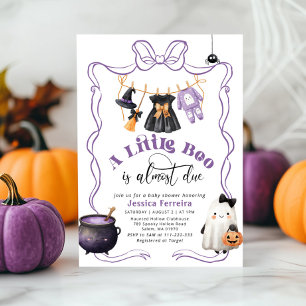 Little Boo is Due Girl Clothesline baby shower Invitation