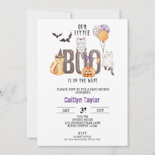 Little Boo is on the way, Halloween Baby Shower Invitation