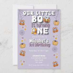 Little Boo Is Turning One First Birthday Hallween Invitation