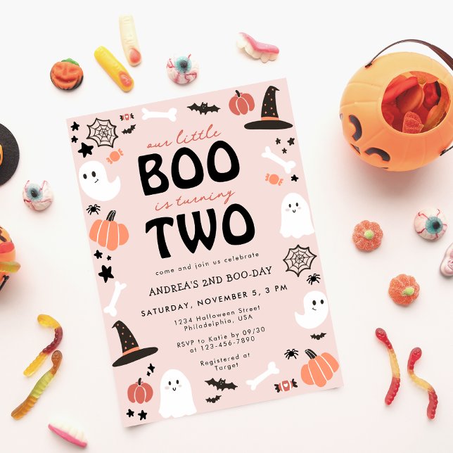 Little Boo is Turning Two Halloween 2nd Birthday Invitation (Creator Uploaded)