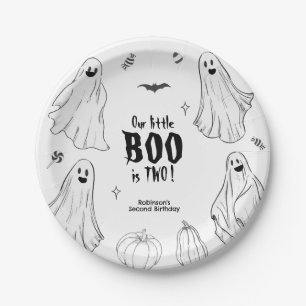 Little Boo Is Two Halloween 2nd Birthday Paper Plate