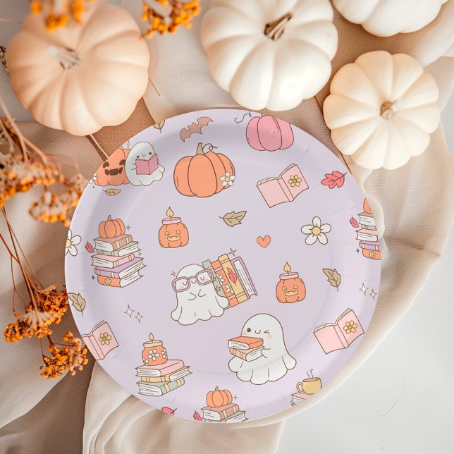Little Boo Lilac Whimsical Books Baby Shower Paper Plate (Creator Uploaded)