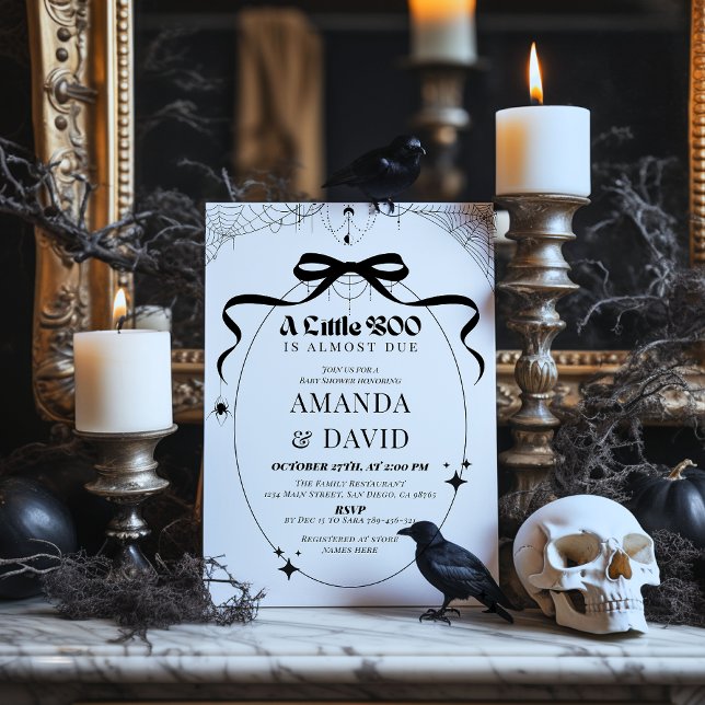 Little Boo Minimal Gothic Halloween Baby Shower Invitation (Creator Uploaded)