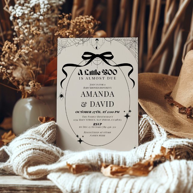 Little Boo Minimal Gothic Halloween Baby Shower Invitation (Creator Uploaded)