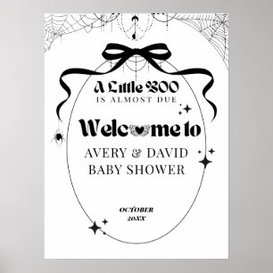 Little Boo Minimal Gothic Halloween Baby Shower  Poster