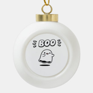 Little Boo Minimal Style Ceramic Ball Christmas Ornament