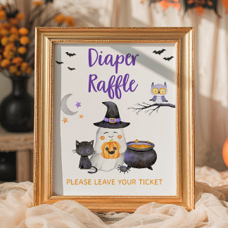 Little Boo Neutral Halloween Diaper Raffle Sign