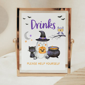 Little Boo Neutral Halloween Ghost Drinks Sign