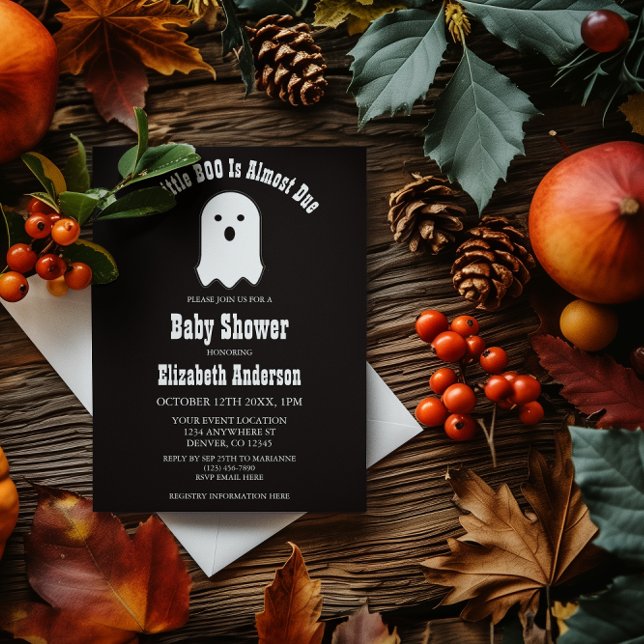 Little BOO On The Way Halloween Ghost Baby Shower Invitation (Creator Uploaded)