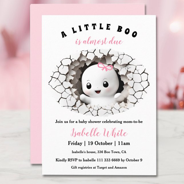 Little Boo Peeking Halloween Girl Baby Shower Invitation (Little Boo Peeking Halloween Girl Baby Shower Invitation)