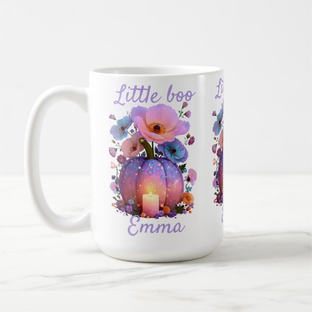 Little Boo Personalised Girl Halloween T-Shirt Coffee Mug (Left)