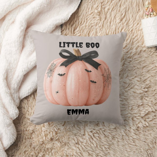 Little Boo Personalised Halloween Pumpkin Cushion (Blanket)