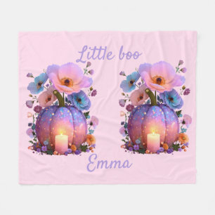 Little Boo Personalized Girl Halloween T-Shirt Fleece Blanket