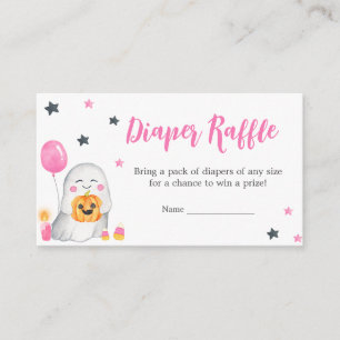 Little Boo Pink Baby Shower Diaper Raffl Enclosure Card